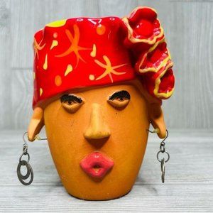 2005 birdbrain pottery head vase for plants and succulents unique pot planter